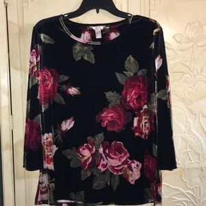 Lovely floral and black long- sleeved top